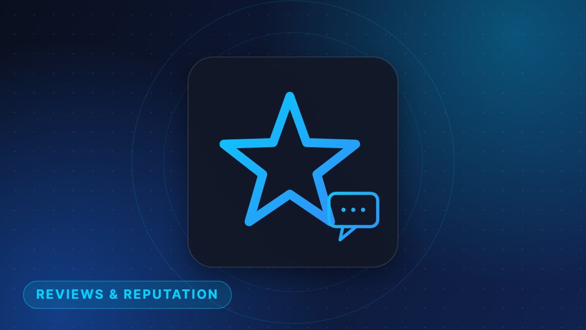A star with a chat bubble, representing customer reviews and reputation